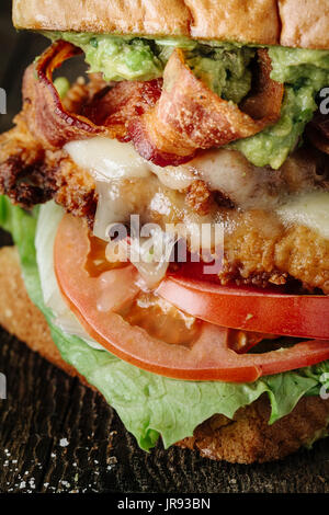 Close-up of BLT Sandwich with Chicken and Avocado Stock Photo