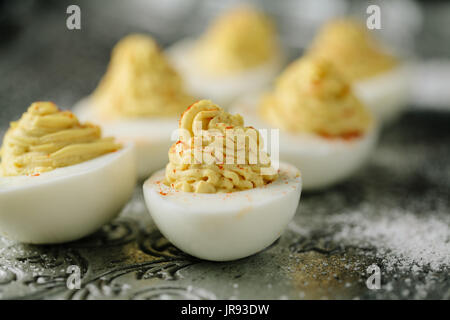 Homemade deviled eggs with smoked paprika Stock Photo