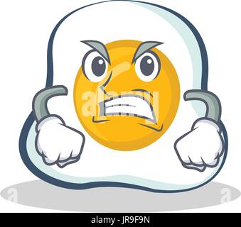 Angry fried egg character cartoon Stock Vector