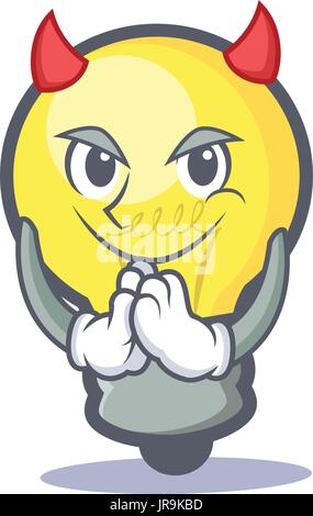 Devil light bulb character cartoon Stock Vector