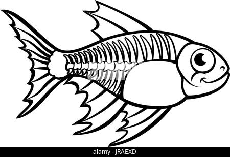 XRay Tetra Fish Cartoon Character Stock Vector