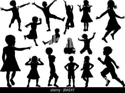 Children Silhouette Set Stock Vector