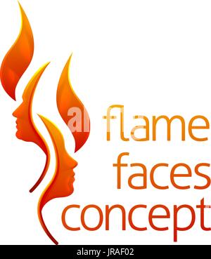 Flame Faces Concept Stock Vector