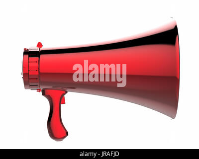 3d rendering red megaphone isolated on white Stock Photo