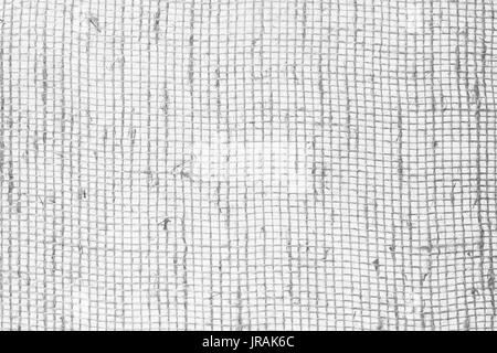 Burlap background. Black and white fabric texture template for overlay artwork. Stock Photo