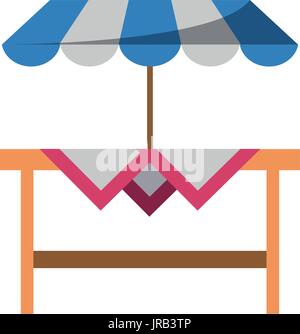 outdoor table with parasol icon image  Stock Vector