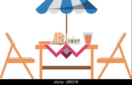 outdoor table with parasol icon image  Stock Vector