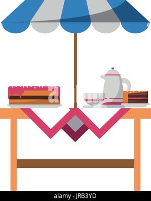 outdoor table with parasol icon image  Stock Vector