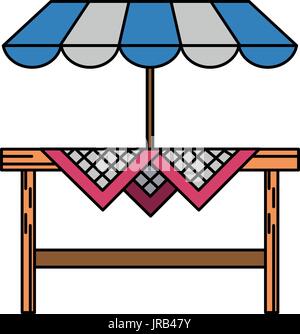 outdoor table with parasol icon image  Stock Vector