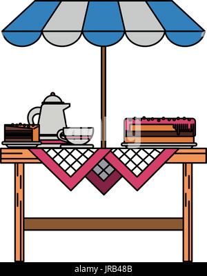 outdoor table with parasol icon image  Stock Vector