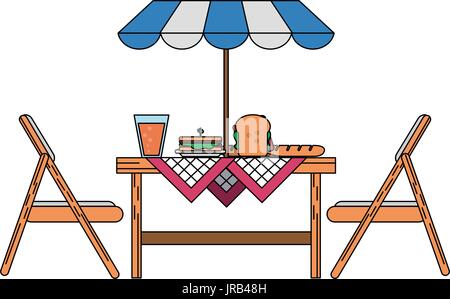 outdoor table with parasol icon image  Stock Vector