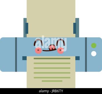 kawaii printer paper mobile application Stock Vector