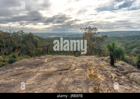 Lookout in John Forrest national park, view towards Perth, Darling range, Western Australia Stock Photo