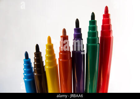 Bosom look. colorful pen. White background Stock Photo