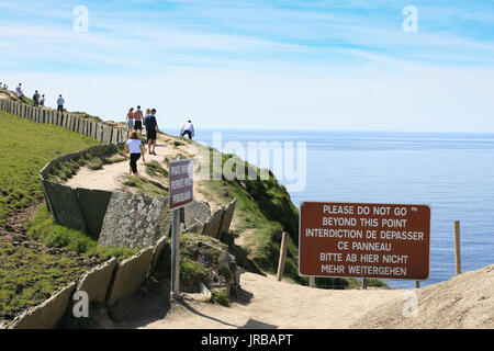 Dangerous crossings on Cliffs of Moher, Co. Clare in Ireland Stock Photo