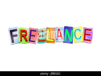 3d Illustration depicting a set of cut out letters arranged to form the word freelance. Stock Photo