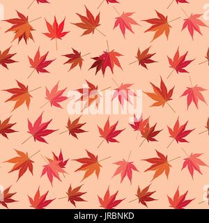 Seamless background of Japanese Maple Leaves Stock Vector