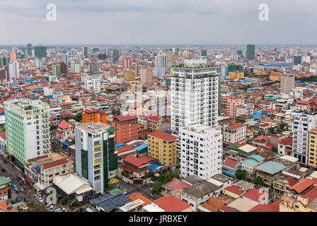 Aerial view of Phnom Penh, Cambodia. Day time Stock Photo