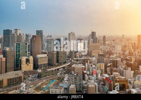 Osaka City Views from Umeda Sky Building in Osaka city, Japan. Stock Photo