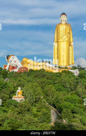 Laykyun Sekkya in Monywa, Myanmar. Bodhi Tataung Standing Buddha is the second tallest statue in the world. Stock Photo