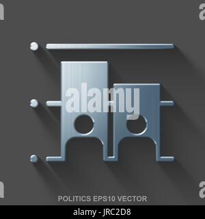 Flat metallic political 3D icon. Polished Steel Election on Gray background. EPS 10, vector. Stock Vector