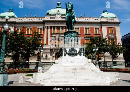 Belgrade fountain in city center. Scene in downtown. Stock Photo