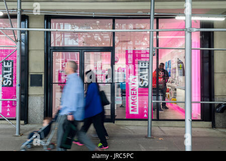 A T-Mobile USA store is seen in the Upper West Side neighborhood in New York on Saturday, July 29, 2017. (© Richard B. Levine) Stock Photo