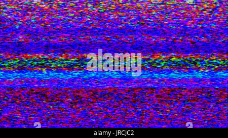 A TV screen with no signal showing abstract, colorful TV snow. Stock Photo