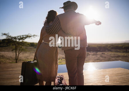 Senior couple hugging each other at the resort Stock Photo