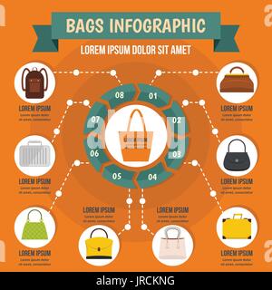 Bags infographic concept, flat style Stock Vector