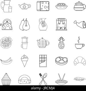 Feeding icons set, outline style Stock Vector