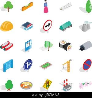 Wayside icons set, isometric style Stock Vector
