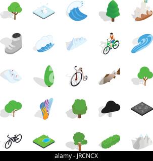 Nature icons set, isometric style Stock Vector