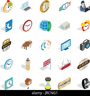 Time period icons set, isometric style Stock Vector