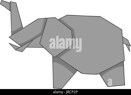 Origami elephant icon, cartoon style Stock Vector
