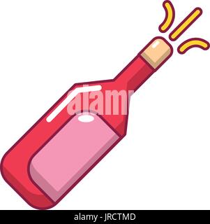 Wedding champagne explosion icon, cartoon style Stock Vector