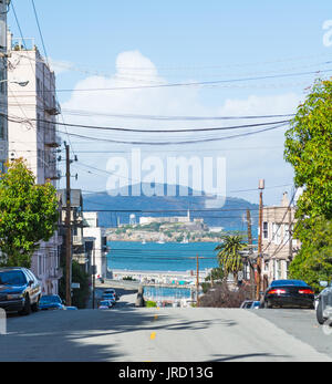 Alcatraz island seen from San Francisco, California Stock Photo