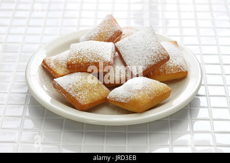 Homemade New Orleans French Beignets with Powdered Sugar Stock Photo ...