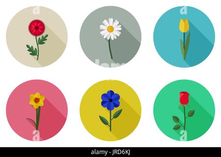 Flowers flat icons Stock Vector