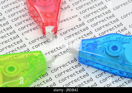 corection text rollers close up Stock Photo