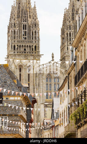 Quimper Cathedral, Quimper Cornouaille Brittany France Stock Photo