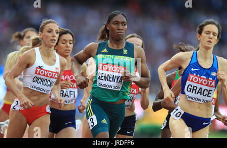 South Africa's Caster Semenya (centre) during the Women's 1500m Heat One during day one of the 2017 IAAF World Championships at the London Stadium. Stock Photo