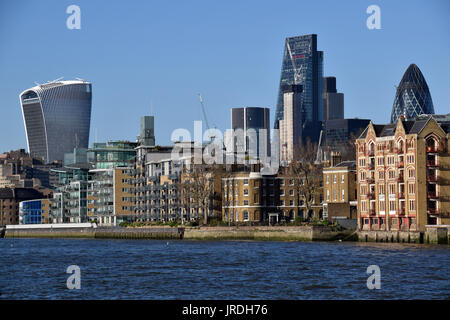 in canary wharf, some new and old buildings near London business district Stock Photo