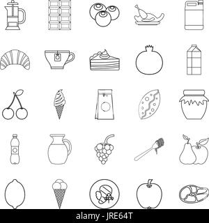 Nutrition icons set, outline style Stock Vector