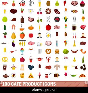 100 pub product icons set in flat style for any design vector ...