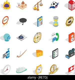 Time icons set, isometric style Stock Vector