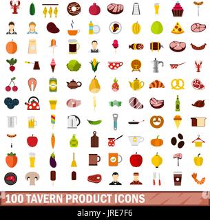 100 tavern product icons set, flat style Stock Vector Image & Art - Alamy