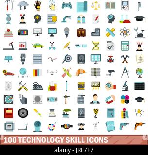100 technology skill icons set, flat style Stock Vector Image & Art - Alamy