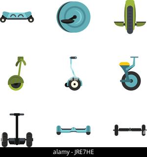 Segway icon set, flat style Stock Vector