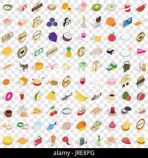 100 bakehouse icons set, isometric 3d style Stock Vector
